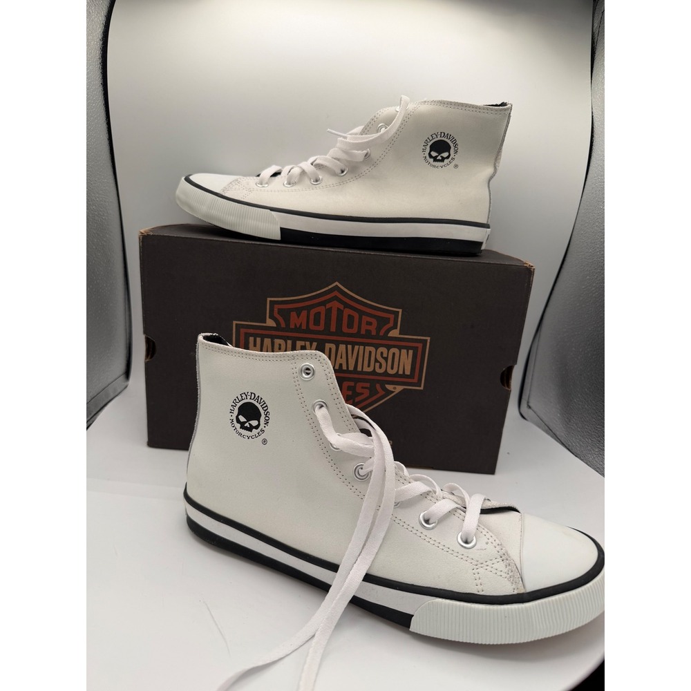 Harley-Davidson Baxter Mens White High Top Sneakers Willie G Skull D93679 SZ 9.5